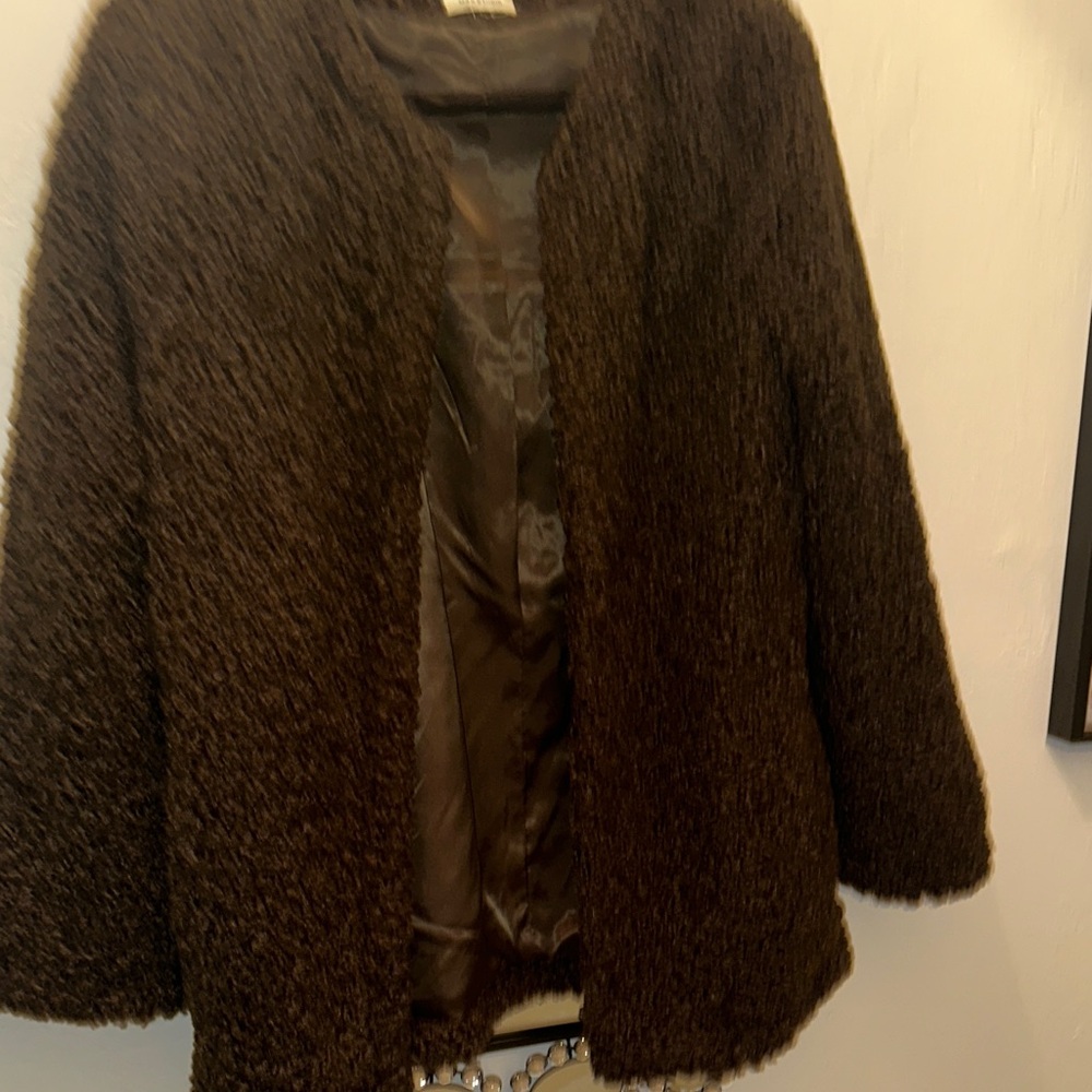 Max Studio Green Teddy Coat EUC